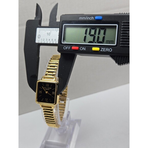 Lola Rose Cube Black Onyx Gold Tone Square Womens Dress Quartz Watch New Battery main image 9
